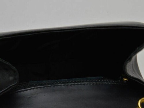 Salvatore Ferragamo Gancini Chain Shoulder Bag Pouch Leather Black Gold Women's - Picture 5 of 7