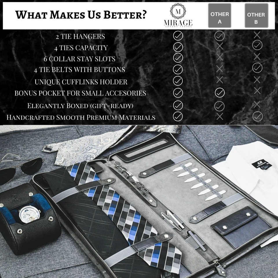 Estuche de corbata organizador de corbata de viaje para hombres Soporte de corbata Estuche de viaje para hombres Foto 4 de 4
