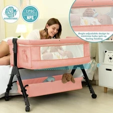 Bassinet Bedside Sleeper, Baby Crib for Newborn, Baby Bassinets Bedside Sleeper