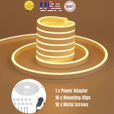 24V LED Neon Rope Lights Strip 32.8ft IP67 Waterproof Tube w/ 110V 220V Adapter