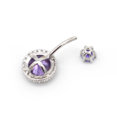 Sllaiss 14G Nabelpiercing - 925 Sterling Silber Blume Mit Zirkonia Für Frauen