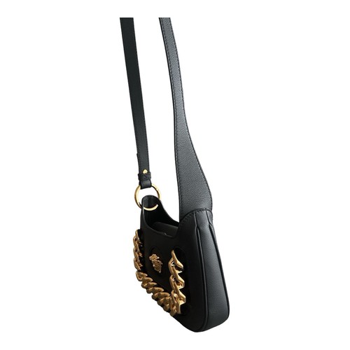 Versace La Medusa Bag Black Leather Size Small Hobo Bag With 3D Chain Plaque - Picture 7 of 20