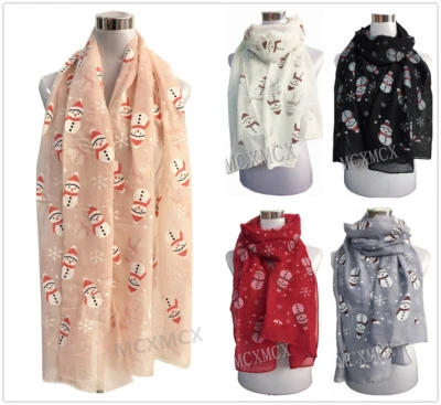 LAVIE Women Ladies NEW Christmas Festive Scarf Snowman Print Winter Snow flake Gift