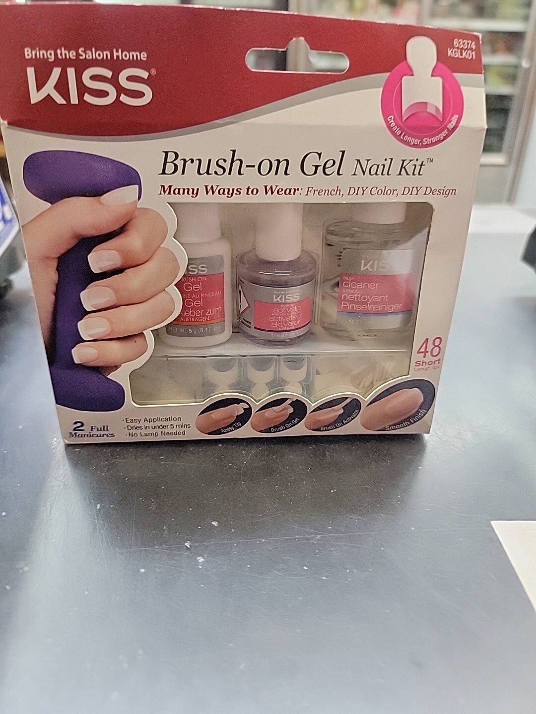 Kiss BrushOn Gel Nail Kit 48 Short Length Tips 2 Manicures Brand New Sealed eBay
