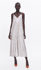 zara silver sequin dress