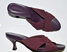DONALD J PLINER SZ 6 M PURPLE FABRIC SLIDES SANDALS heels slip-ons