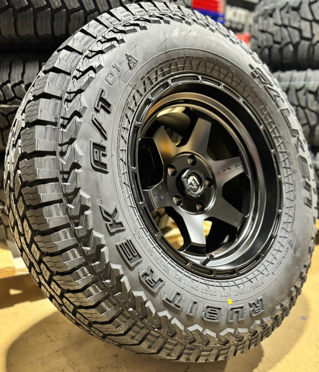 17x9 Fuel D664 Shok Black Wheels 33 Falken AT Tires 6x5.5