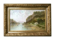 "Fishing On The Ramapo" , Daniel Charles Grose, Oil on Canvas 1886