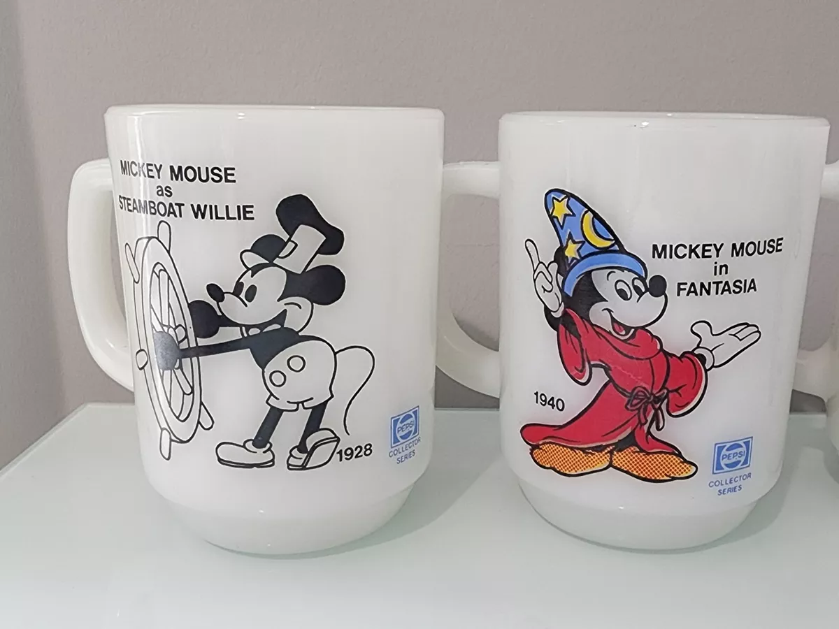 SET OF 4 VINTAGE FIRE KING ANCHOR HOCKING DISNEY MICKEY MOUSE