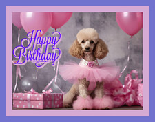 Tutu Poodle Happy Birthday Card Greeting Cards A5 Blank Poodles Dog Pet Cute Luv