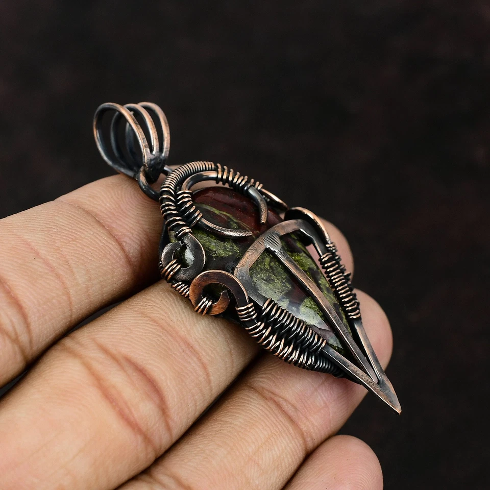 Pingente embrulhado com fio para mãe presente pedra de sangue dragão 2,56" - Imagem 4 de 4