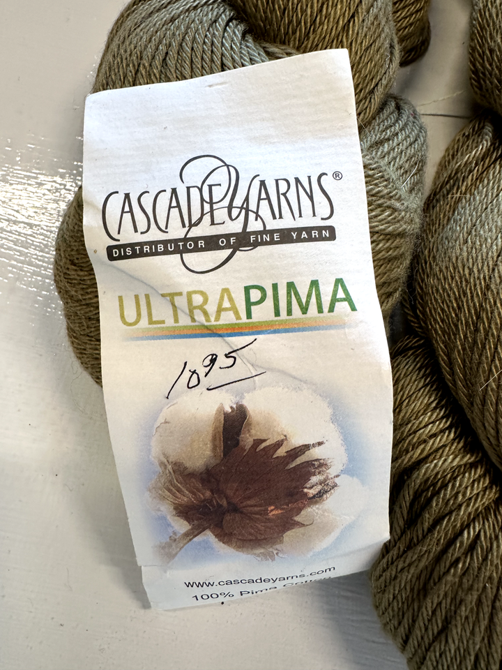 2 Hanks Cascade YarnsUltra Pima 100 Pima Cotton3765 Olive220 yds
