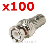 100 Pack BNC Male Plug to F-Type Female Coax CCTV RG59 Cable Adapter Connector