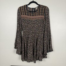 Anthropologie Boho Mini Floral Dress Flare Bell Sleeve Cottagecore Fairy Grunge