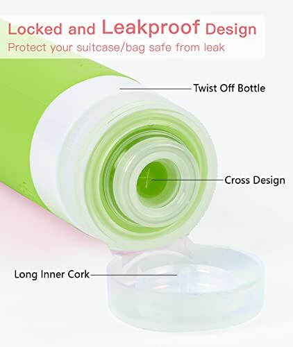 Travel Size Bottles 4 Pack Leak Proof Travel Containers for Toiletries Silico... - Picture 2 of 7