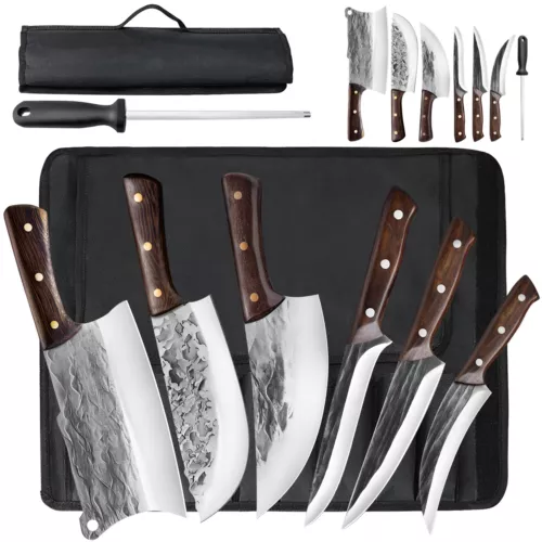 Professional Handmade HAND FORGED DAMASCUS STEEL CHEF KNIFE Set Kitchen Knives