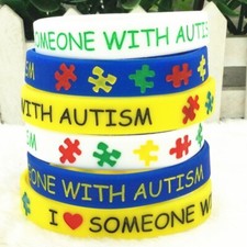 4x I Love Someone with Autism Medical Alert Bracelets Silicone Wristband Adults