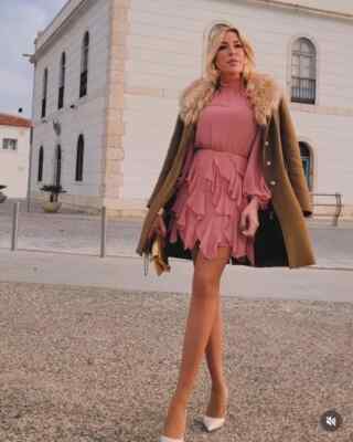 NWT_ZARA FW24 WOMAN HIGH COLLAR RUFFLED MINI DRESS MARSALA
