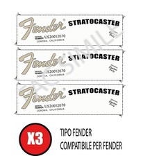 3 DECAL TIPO FENDER AMERICAN PERFORMER STRATOCASTER ACQUA SCIVOLO