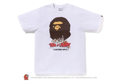 42826 bape x tom and jerry 85th ape head tee #2 white M | eBay