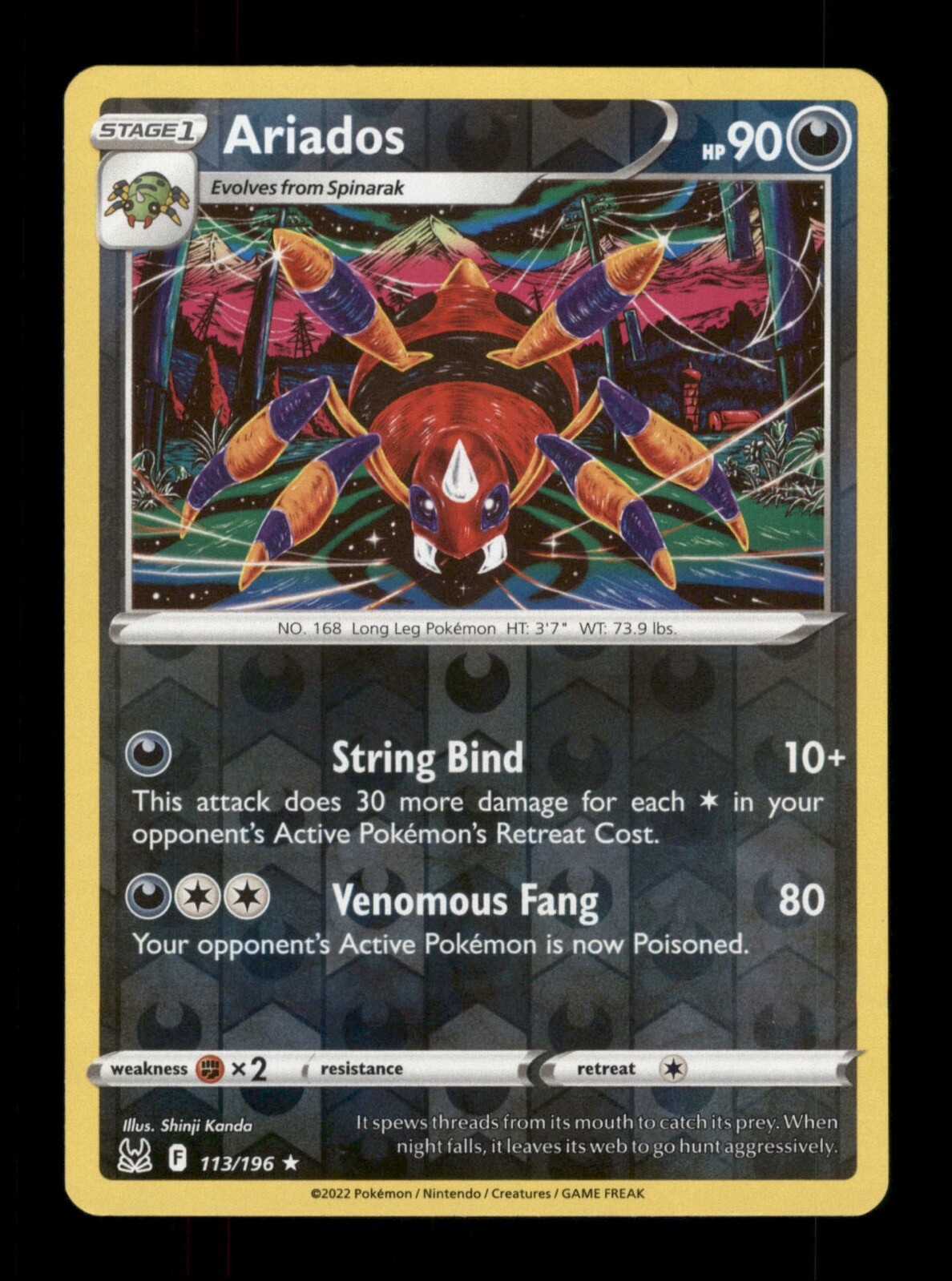 Ariados 113/196 Holo 2022  Pokemon Trading Card TCG 