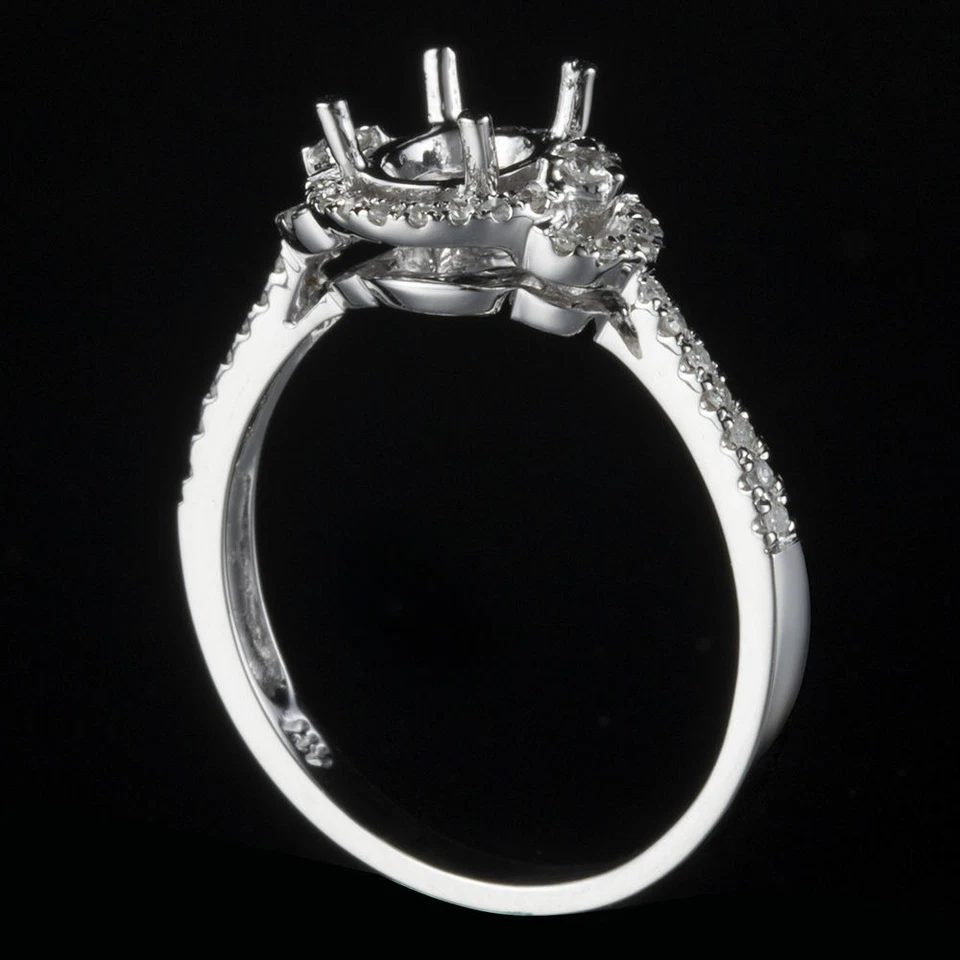 7x5mm Oval Cut Genuine Diamond Engagement Wedding Ring 10k White Gold Semi Mount - Image 4 of 4