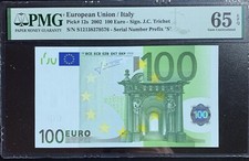 PMG 65 European Union / Italy 2002 / 100 Euros Prefix ( S ) Trichet