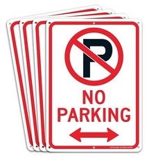  4 Pack No Parking Sign With Symbol With Arrows Sign, 10 x 7 Inches Reflecti...