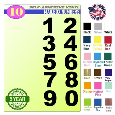 10 Mailbox,Car, Doors, Toolbox,Lockers,TRUCK,Decal, 4'' CLASSIC  NUMBERS - ARIAL