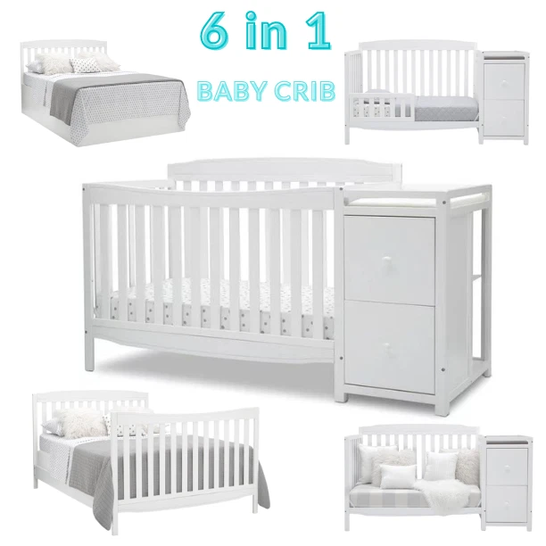 Convertible 6 para Bebes Blanca Wooden Baby Crib w Changer n Drawers | eBay