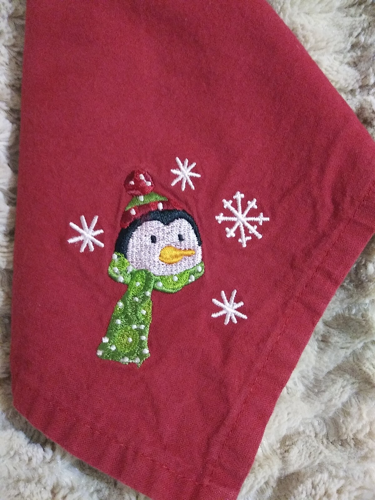 9 Vtge. Red Christmas Kohl's Cloth Fabric Napkins St. Nicholas Square