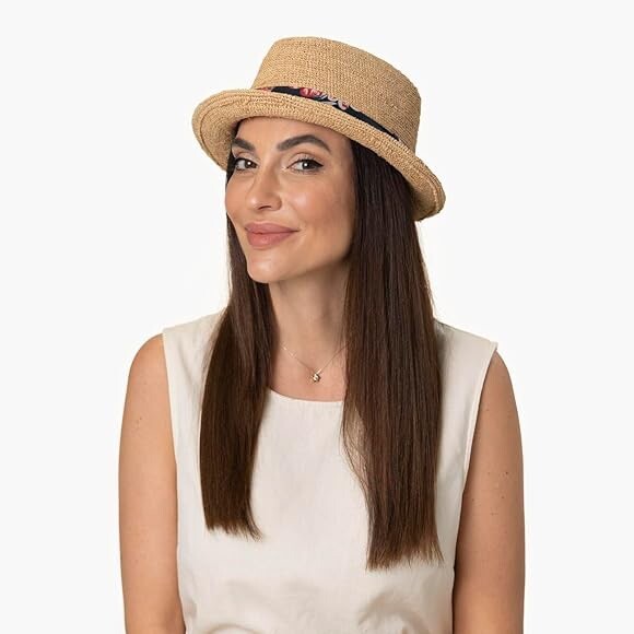 Stetson Summer Crochet Diamond Raffia Floral Band Hat  display picture 2