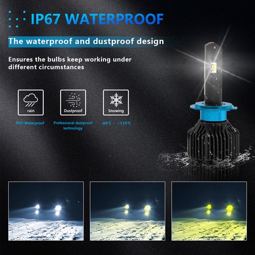 2pcs LED Headlight Bulb IP67 Waterproof Car 3000K/4300K/6000K 200W 40000LM R9B5 - Picture 3 of 17