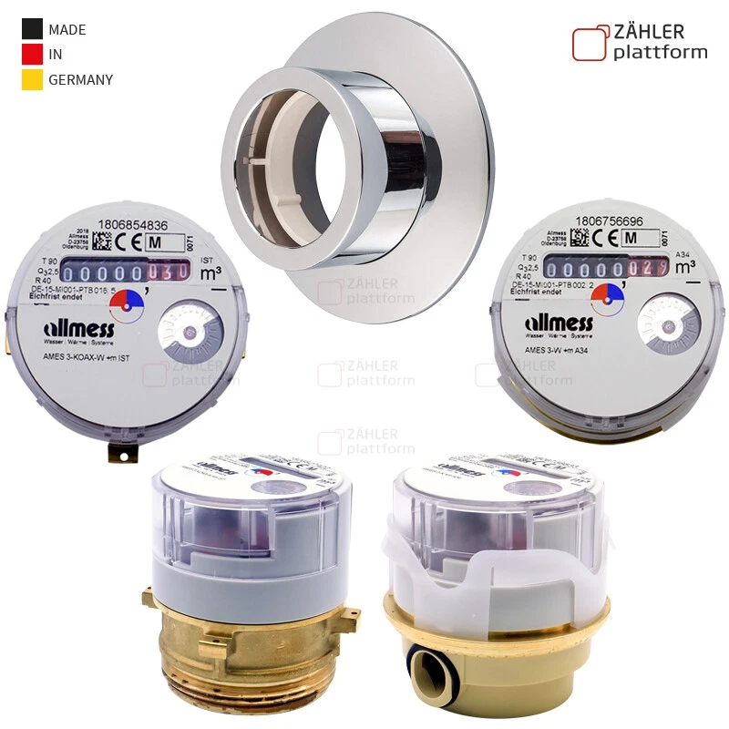 ALLMESS GMBH Allmess Wasserzähler Messkapsel Unterputz A34 IST Warm Kalt Chrom Eichung 2025