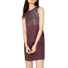 MICHAEL KORS NEW Women's Garnet Printed Studded Cocktail Shift Dress XS TEDO