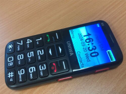 UNIWA V808G 3G - Téléphone portable noir (débloqué) GROS BOUTON SOS pour personnes âgées - Photo 1/7