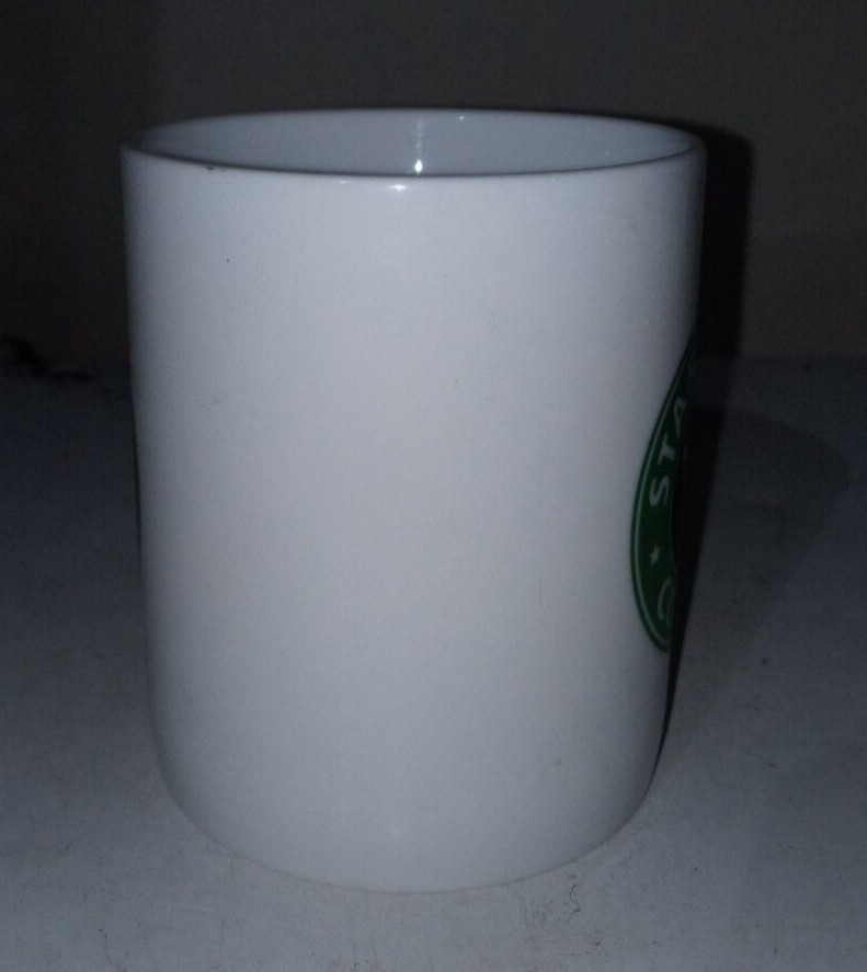 Starbucks Coffee White Coffee WHITE Mug with GREEN/BLACK DESIGN Mermaid Logo
