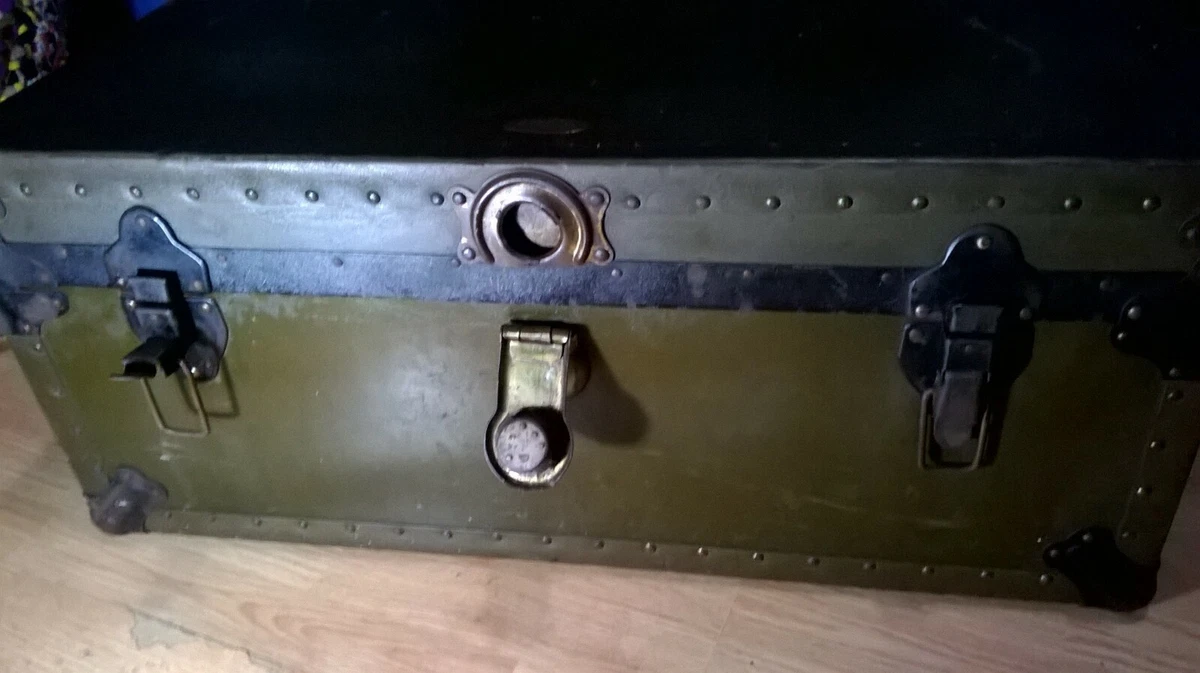 Vintage WW II Era Military Foot Locker Trunk Belber Trunk &