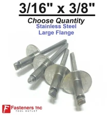 3/16" x 3/8" Grip ALL Stainless Steel Large Flange POP Rivet 66LF (Choose Qty)
