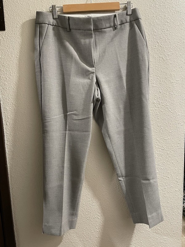 Talbots Curvy Graphite Heather Gray Knit Dress Pants Size 12 Pockets Belt Loops