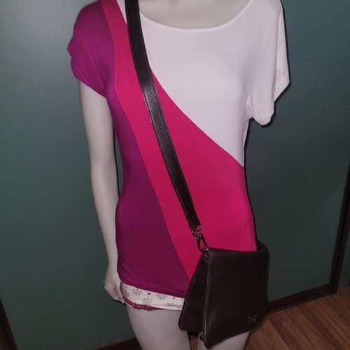 Brand new german designer leather shoulder/x-body bag by Nina Heyer, dark brown - Picture 10 of 12
