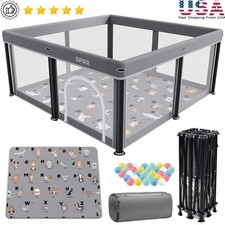 Foldable Baby Playpen Portable Non-Toxic Interactive Safety Mat 360 View New