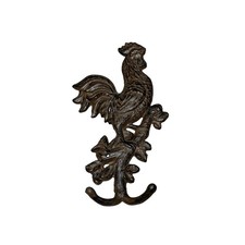 Vintage Style Cast Iron Rooster Wall Hook Double Coat Towel Rack Farmhouse Decor