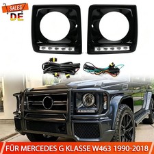 Scheinwerfer Abdeckungen Glanz Schwarz mit LED Tagfahrlicht f&uuml;r Mercedes G W463