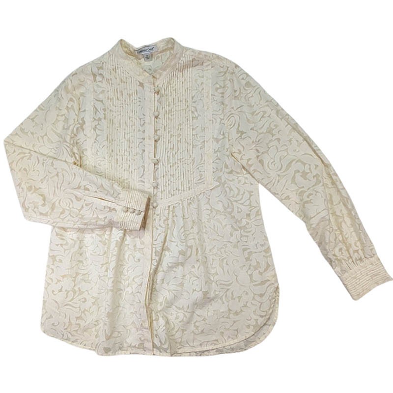 Coldwater Creek Tunic Womens M Cream Whimsical Cottagecore Boho Chic Lagenlook