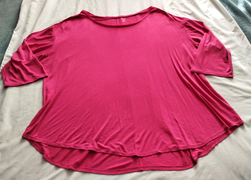 a.n.a. Bright Pink 1/2 Sleeve WIDE Neck TEE T-Shirt Sz 3X