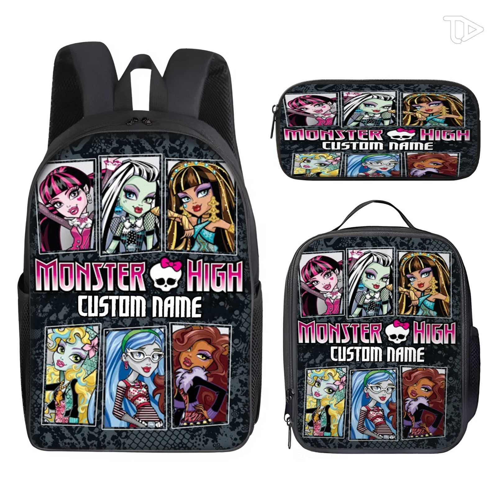 Personalized Monster Inspired Kids Backpack Set, Custom Name School Bag