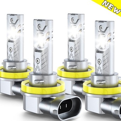 4PCS H11+H11 LED Headlight Kit Hi/Lo Beam Bulb Super Bright 10000LM 6500K White