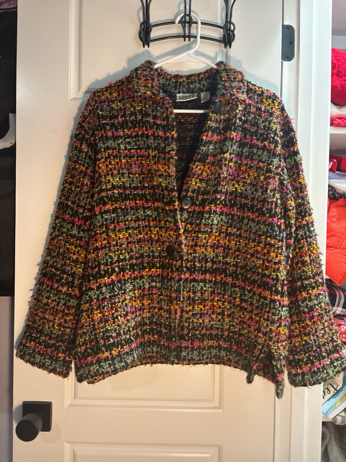 Chico's Design Multicolor Button Collared Check J… - image 1