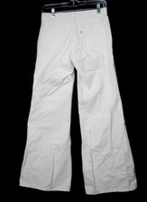 Levis White Detail Stitched Bell Bottom Flare Pants Rock Hippie 70s Mens 29x29